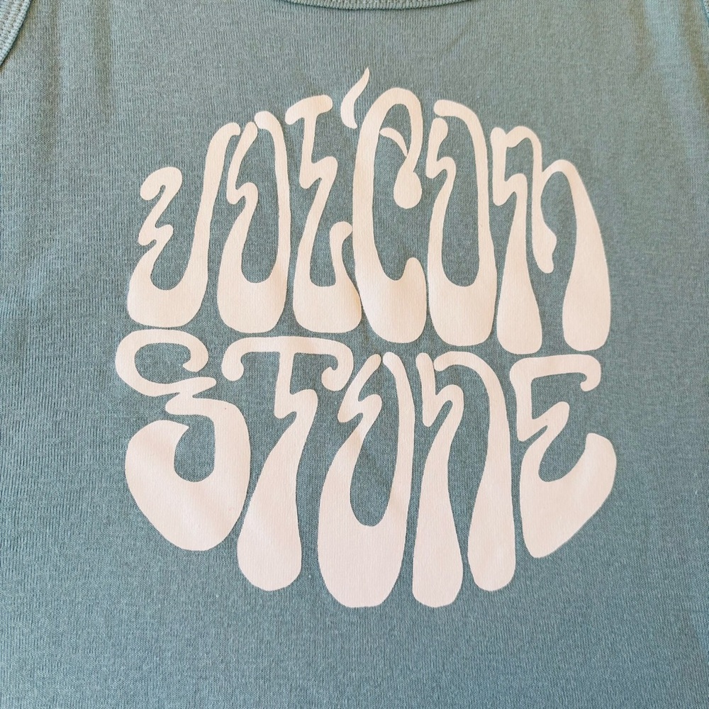 Volcom Stone Cropped Teal Graphic Tank Top